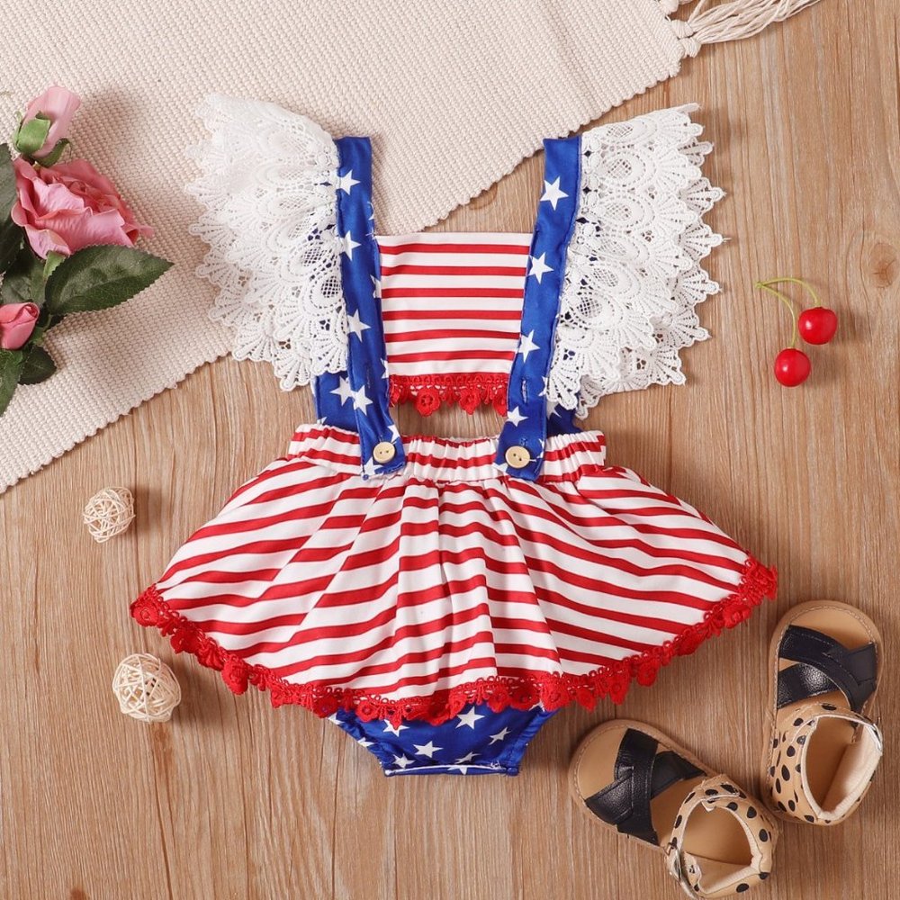 Baby Girl Lace USA Outfit